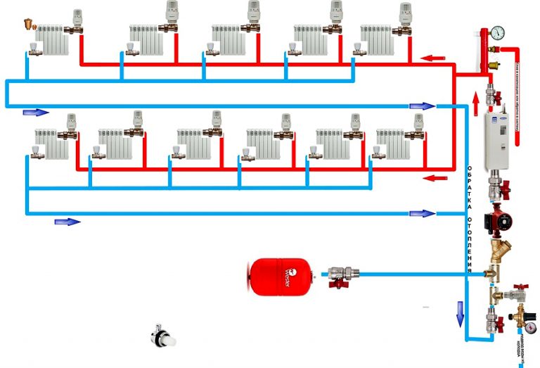 Схема отопления ленинградка в частном доме с принудительной циркуляцией фото
